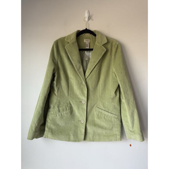 L.L. Bean Blazer Jacket Womens 12P Corduroy Green Vintage Equestrian Academia​ - Picture 1 of 10